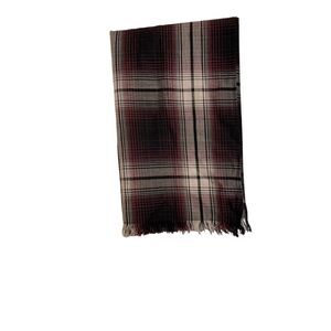 NWOT Nordstrom‎ 100% Wool Scarf Plaid Fringe Light Weight Tissue Weight 73"